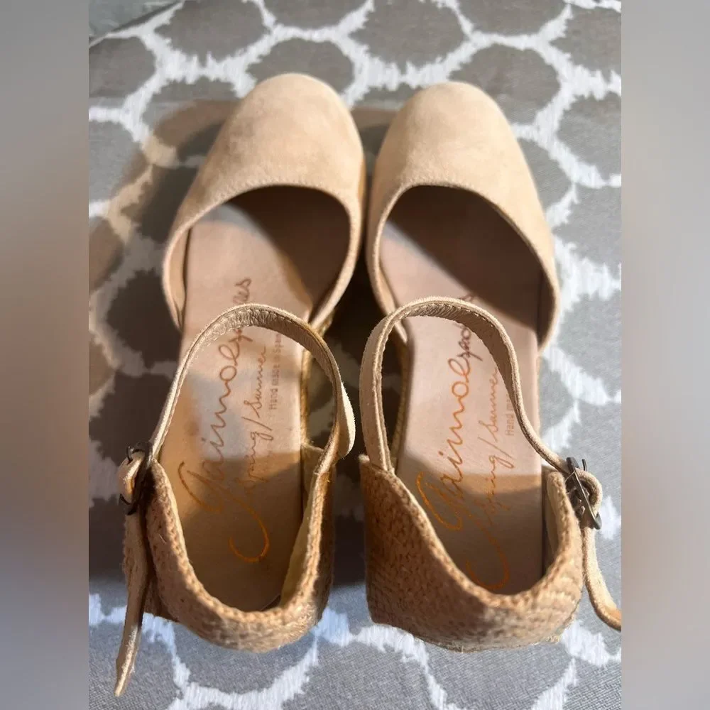 Tan Espadrille Wedge Shoes with Jute Heel Anthropologie brand Gainno md in Spain